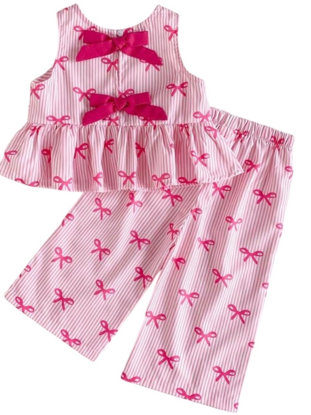 6-9M Girls Pink Bow Print Set